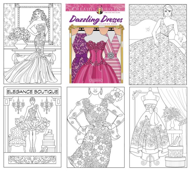 Dazzling Dresses Coloring Book by Eileen Rudisill Miller - Click Image to Close