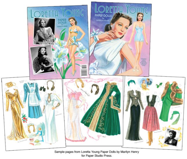 LORETTA YOUNG Paper Doll Book--AUTHORIZED EDITION w/3 Dolls & 22 Movie Costumes 