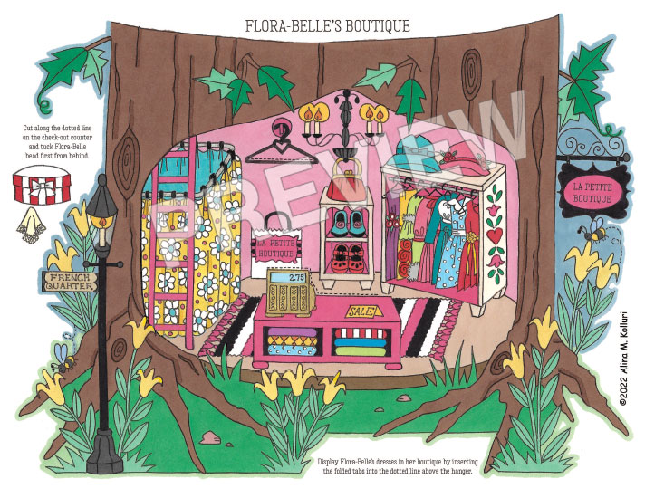 Flora Belle the Fox Paper Doll & Play Scene by Alina Kolluri - Click Image to Close